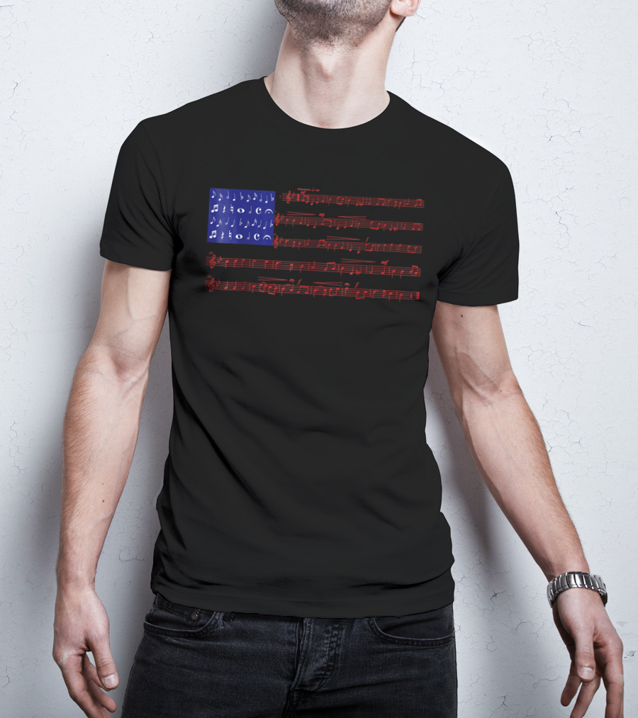 Independence Day American Flag Music Notes Fourth Of July T-Shirt