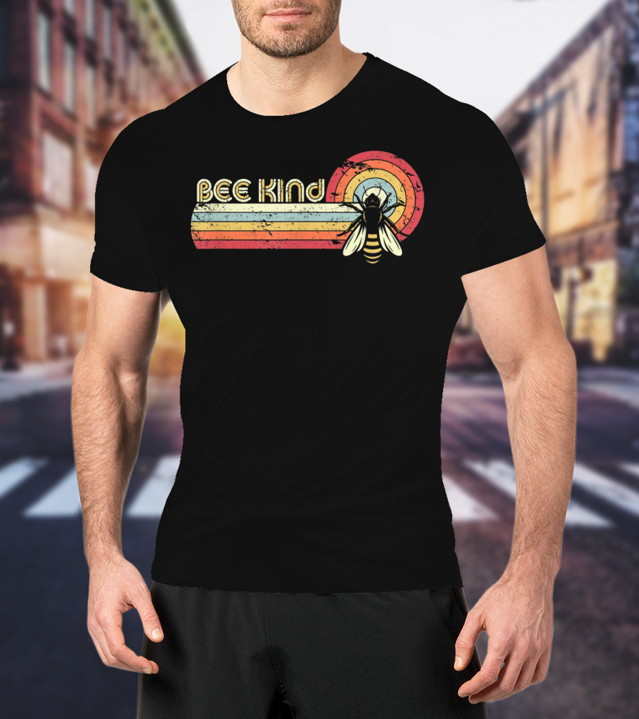Bee Kind Retro Striped Bee T-Shirt