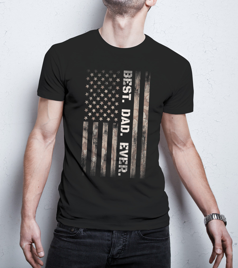 Best Dad Ever American Flag Camo Vintage Fathers T-Shirt