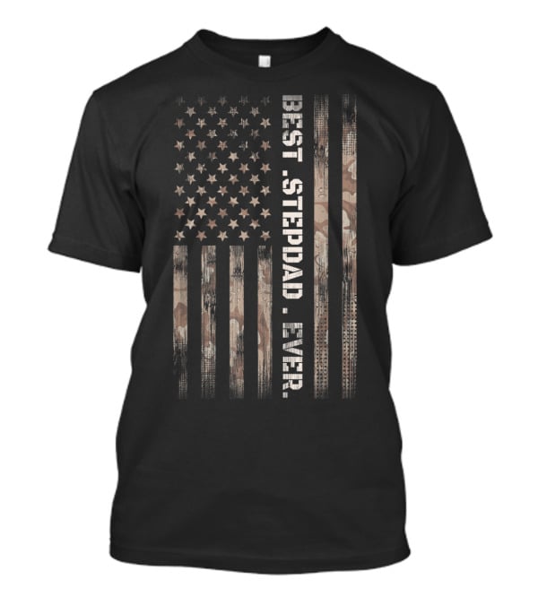 Best Step Dad Ever Vintage American Flag Camo Fath T-Shirt