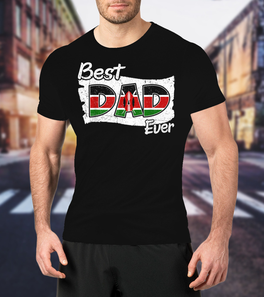 Best Dad Ever Kenyan Flag Map T-Shirt