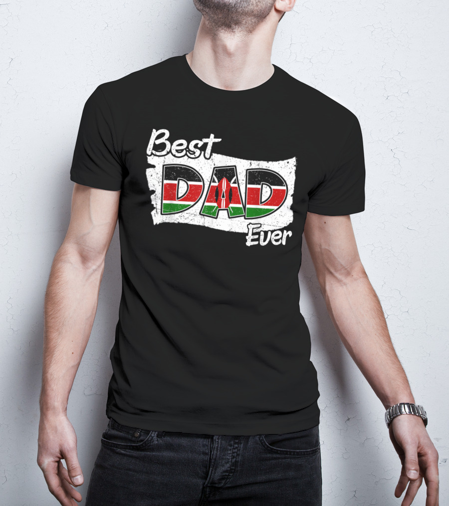 Best Dad Ever Kenyan Flag Map T-Shirt