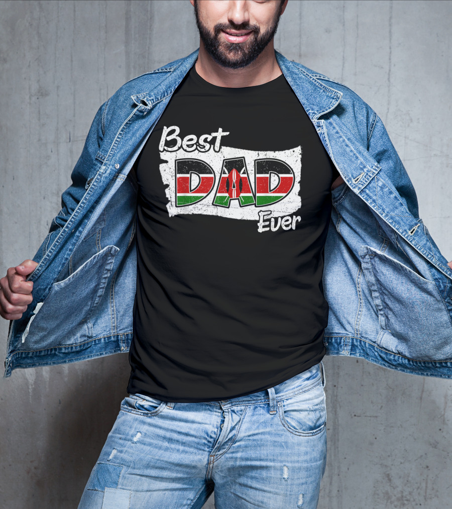 Best Dad Ever Kenyan Flag Map T-Shirt