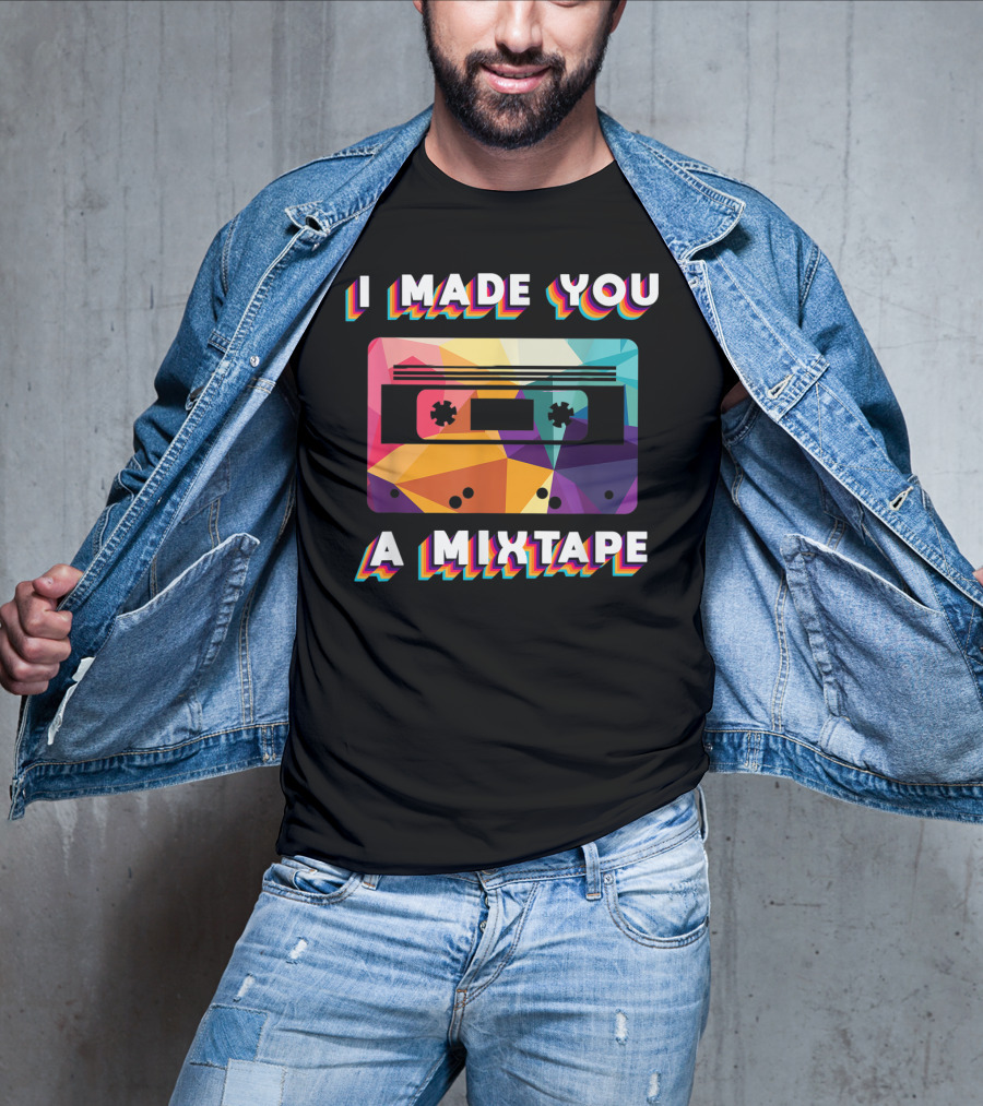I Made You A Mixtape Colorful Cassette Vintage T-Shirt