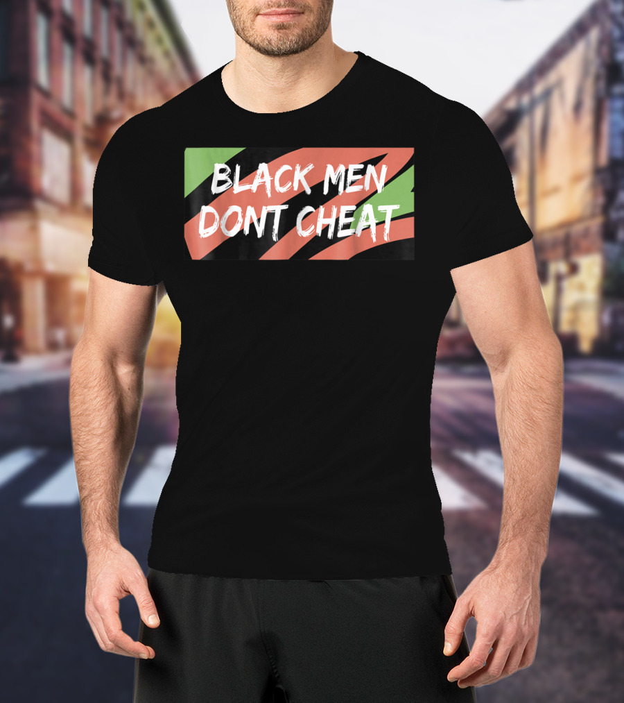 BLACK MEN DONT CHEAT Black Red Green Stripes T-Shirt