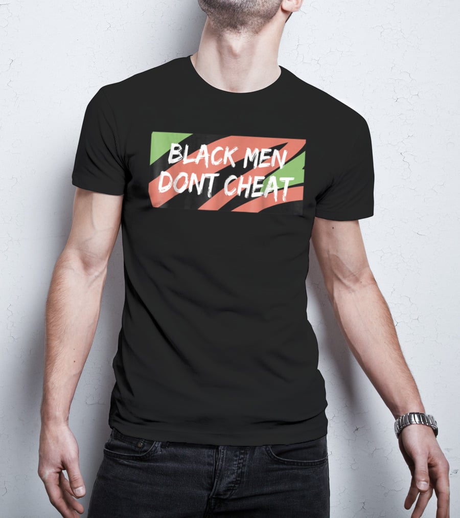 BLACK MEN DONT CHEAT Black Red Green Stripes T-Shirt