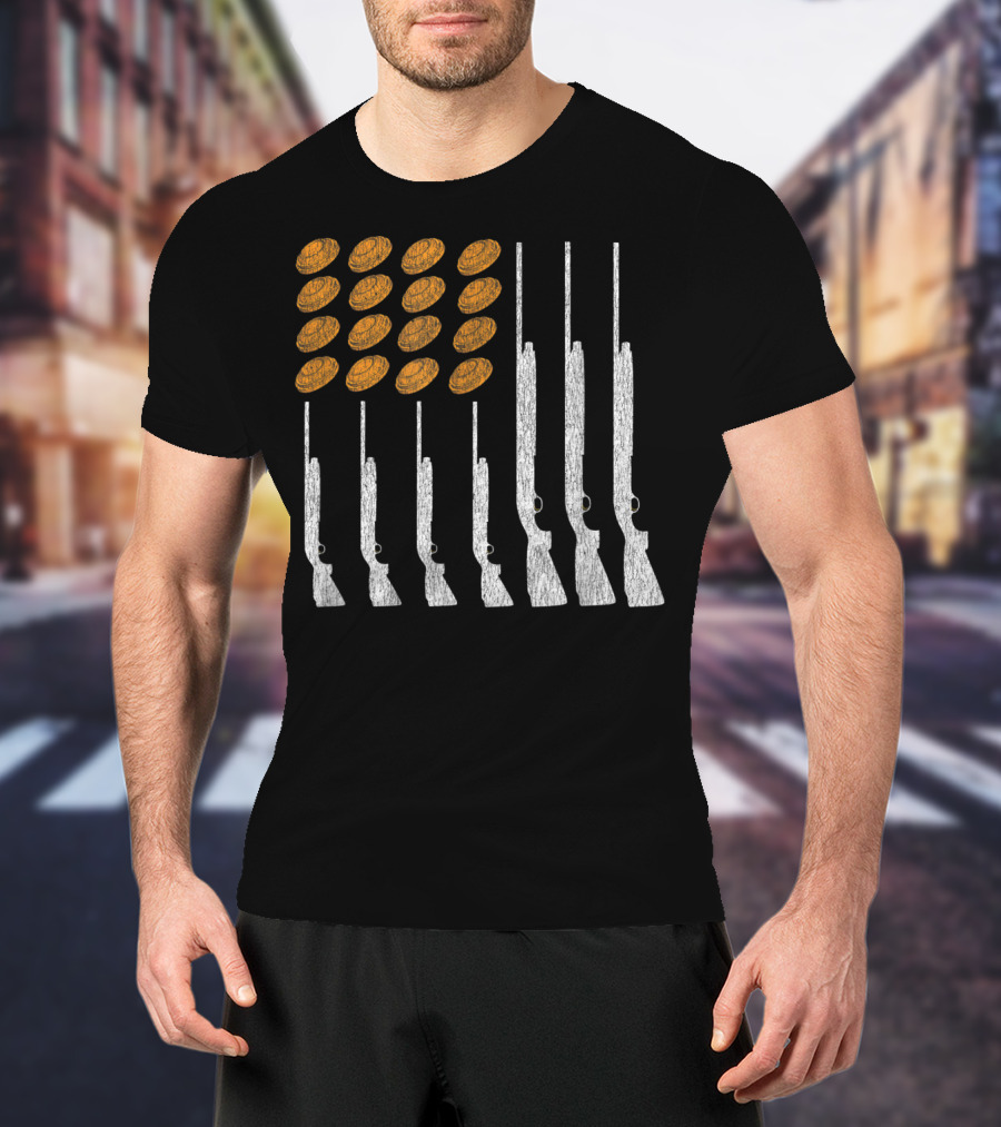 Clay Target Shooting Trap Skeet American Flag Shotguns T-Shirt