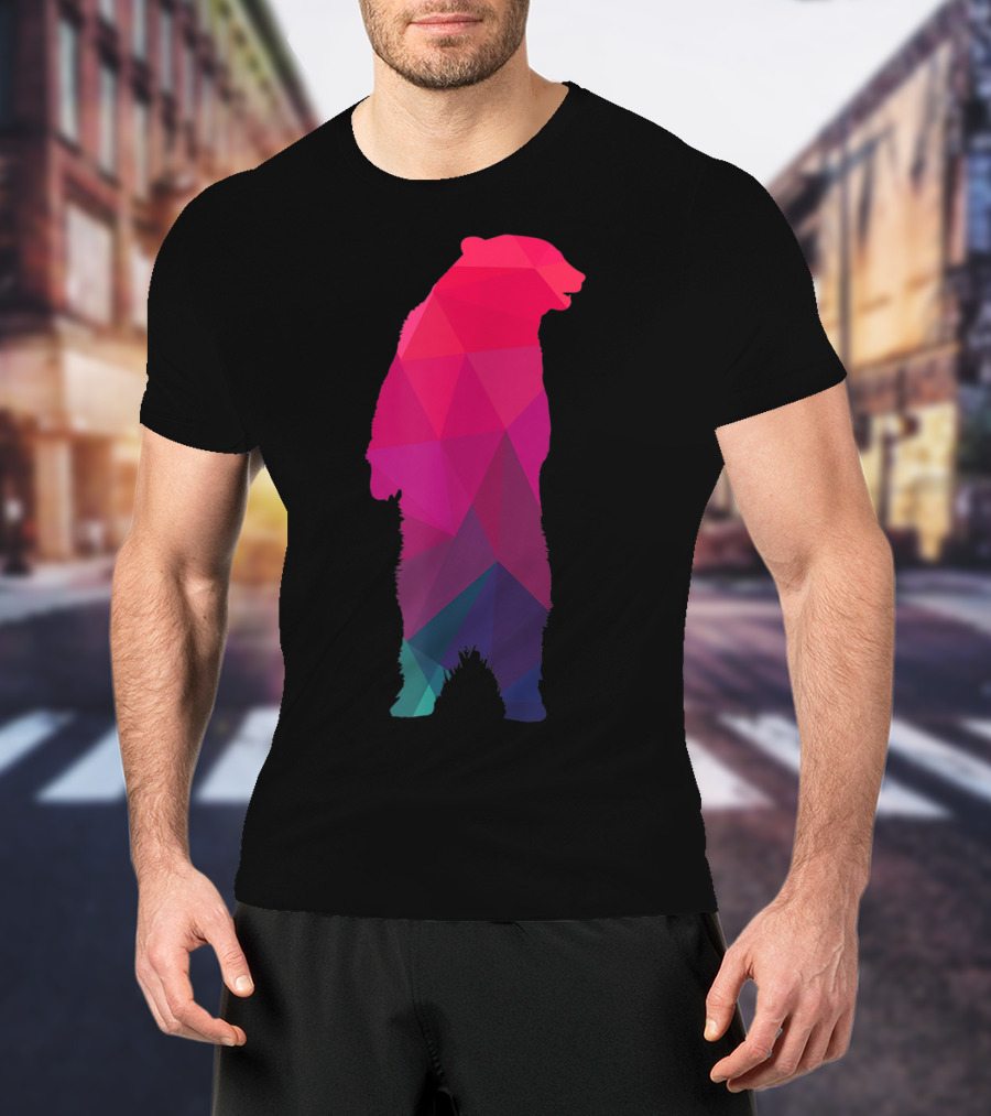 Colorful Geometric Pattern Fractal Bear T-Shirt