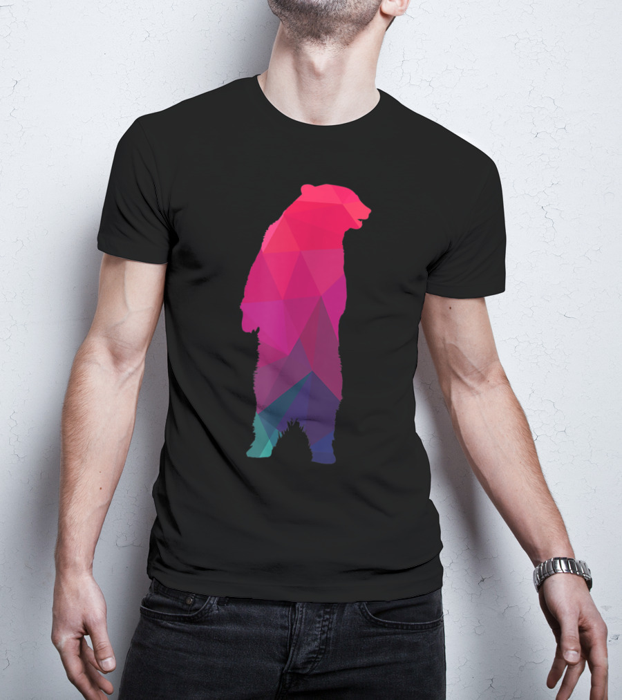 Colorful Geometric Pattern Fractal Bear T-Shirt