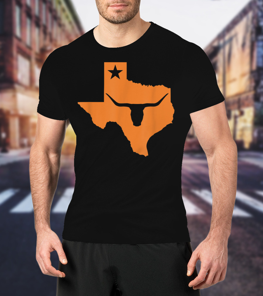 Texas Longhorn Bull Orange State Star T-Shirt