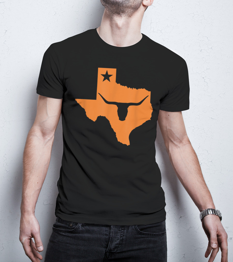 Texas Longhorn Bull Orange State Star T-Shirt