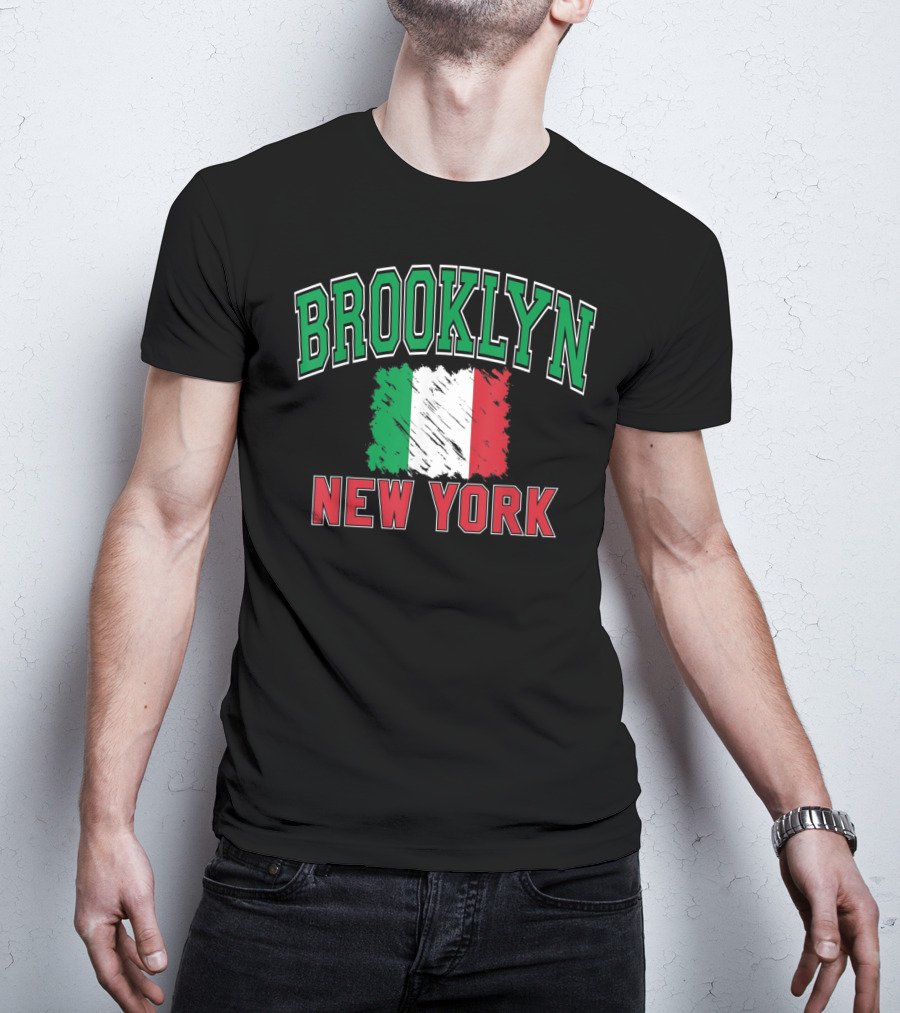 Brooklyn New York Italian Flag Varsity T-Shirt