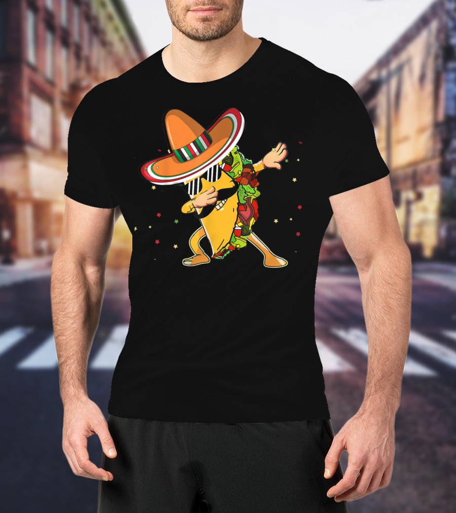 Cinco De Mayo Dabbing Taco With Sombrero Mexico Latino T-Shirt