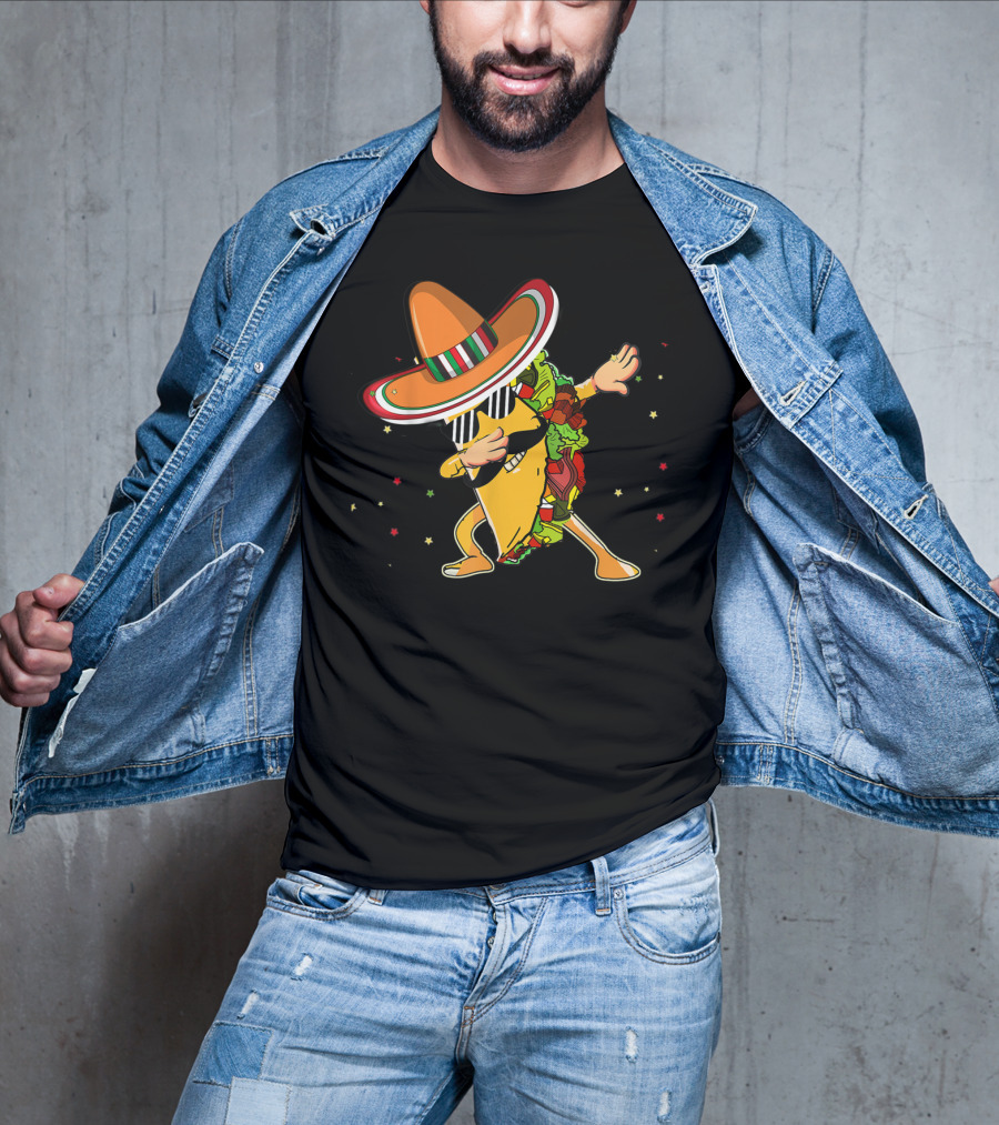 Cinco De Mayo Dabbing Taco With Sombrero Mexico Latino T-Shirt