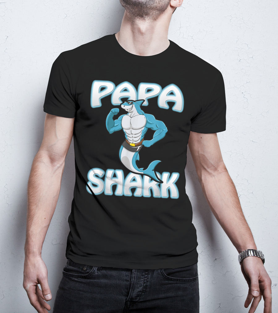 Papa Shark Muscular Gym Dad Father's Day T-Shirt
