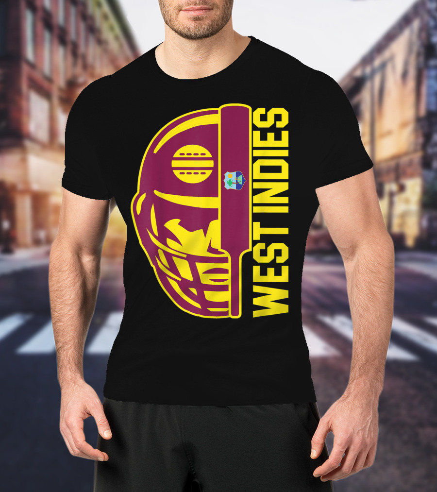 West Indies Cricket Fan Helmet Emblem With Ball And Bat T-Shirt