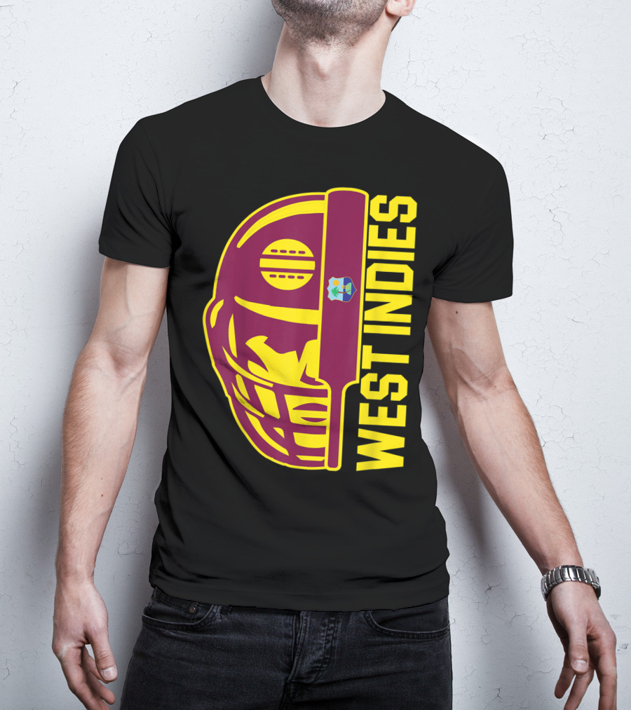 West Indies Cricket Fan Helmet Emblem With Ball And Bat T-Shirt