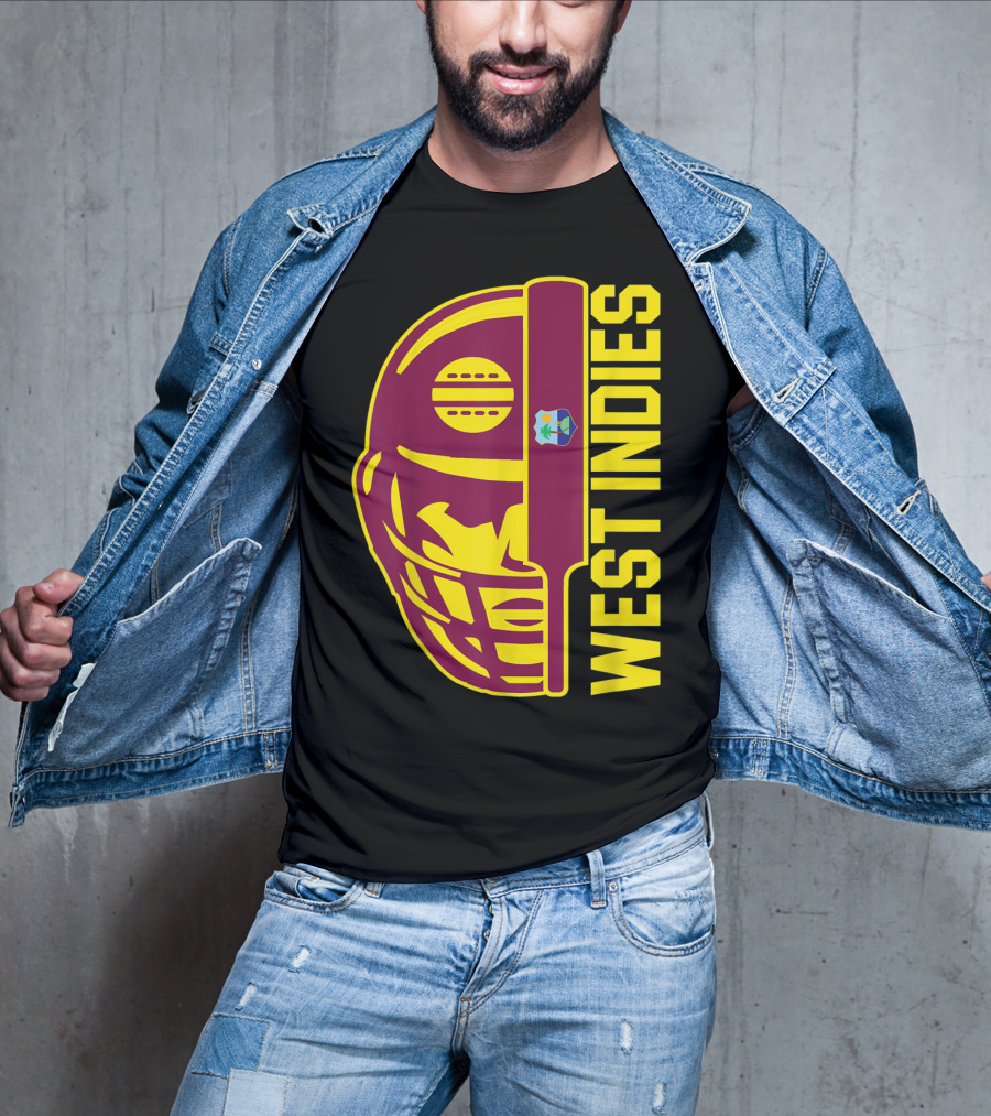 West Indies Cricket Fan Helmet Emblem With Ball And Bat T-Shirt