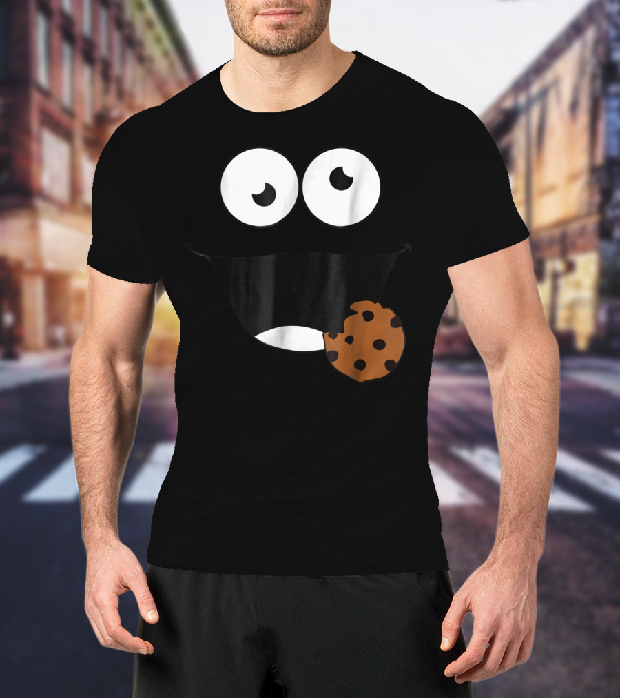 Cute Monster Cookie Funny Face Eating Cookie T-Shirt