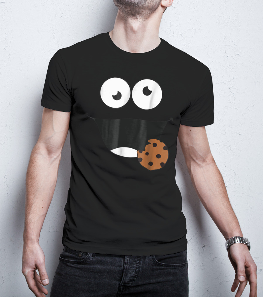 Cute Monster Cookie Funny Face Eating Cookie T-Shirt