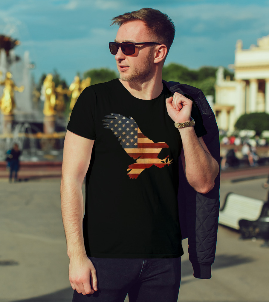 American Flag Eagle Silhouette Cool T-Shirt