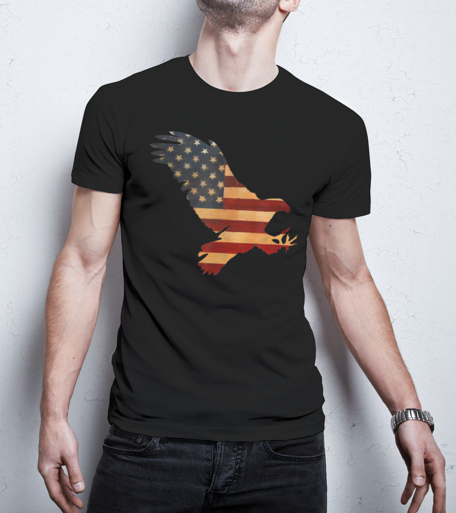 American Flag Eagle Silhouette Cool T-Shirt