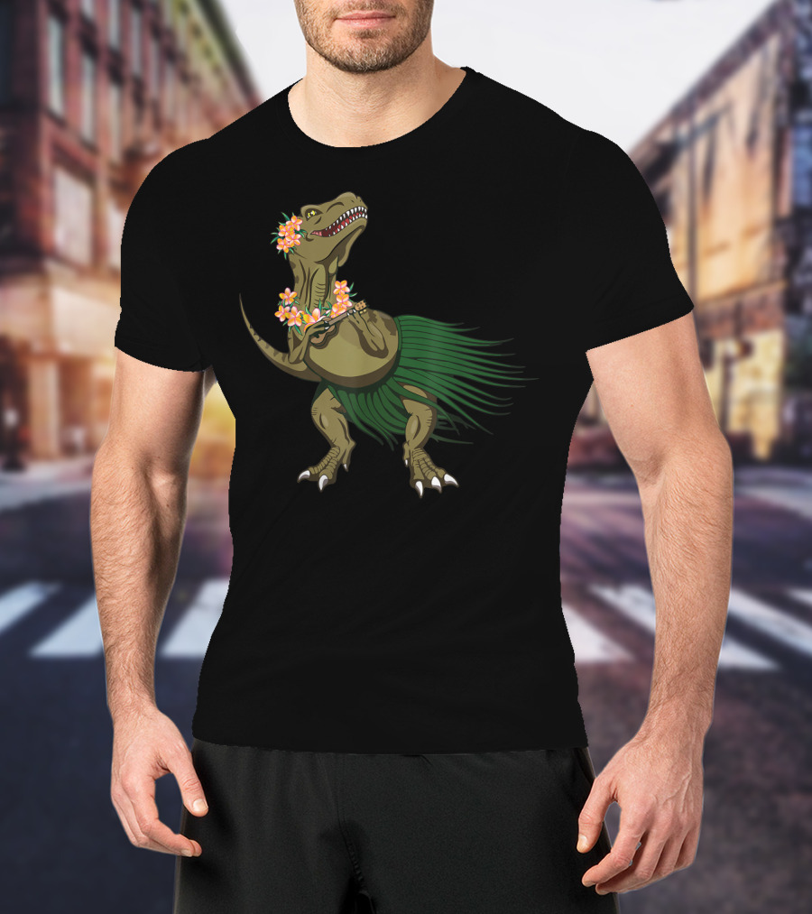 Dinosaur Ukulele Aloha Hawaiian Holiday Hula Dinosaur T-Shirt