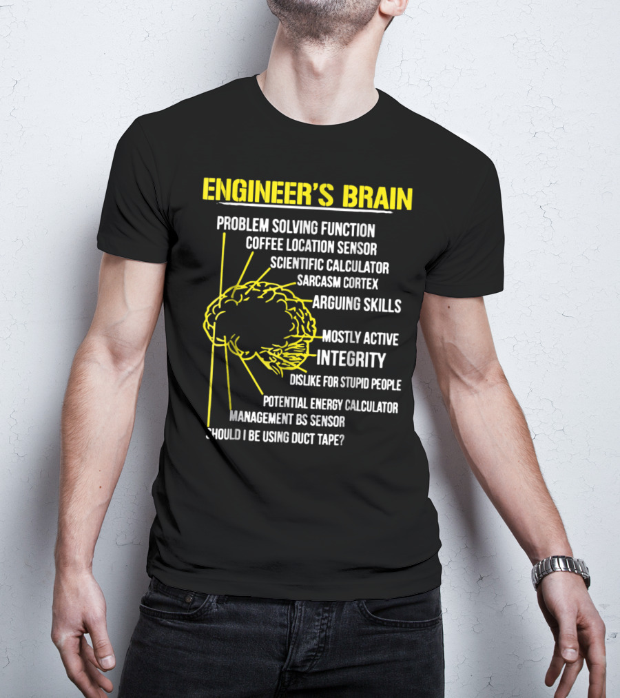 Engineer's Brain Problem Solving Scientific Calculator Coffee Sensor Sarcasm Cortex Duct Tape Integrity T-Shirt
