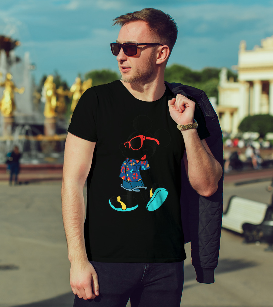 Disney Mickey Mouse Hawaiian Shirt With Sunglasses Summer T-Shirt