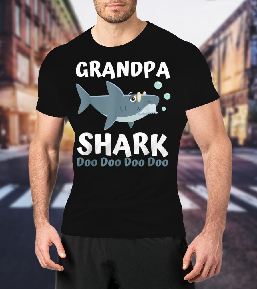 Fathers Day Grandpa Shark Doo Doo Doo Doo From Wife Kids Baby T-Shirt