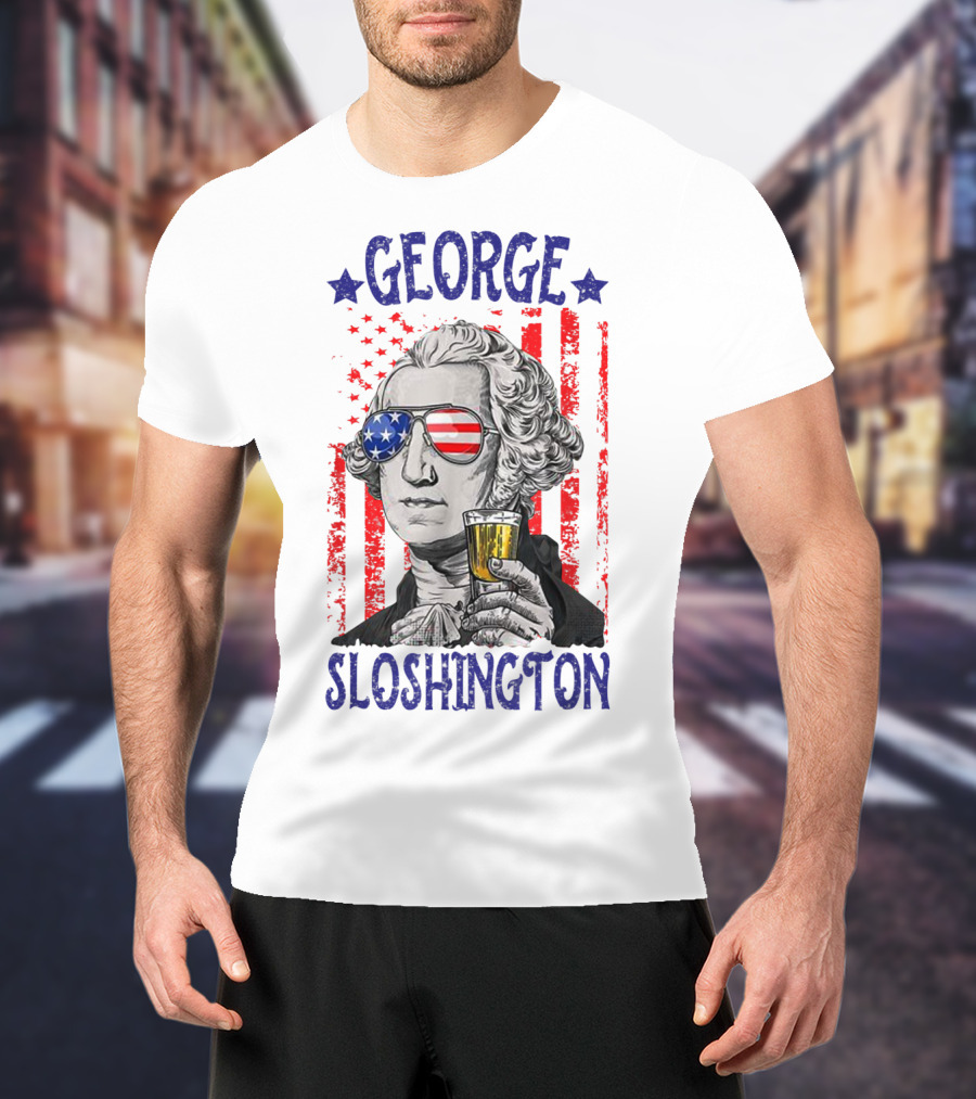 George Sloshington American Flag Beer Patriotic T-Shirt