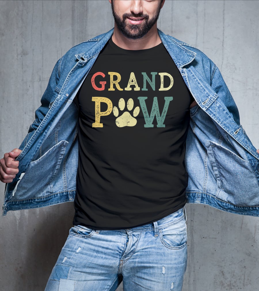 Grandpaw Dog Lover Paw Print Grandpa T-Shirt