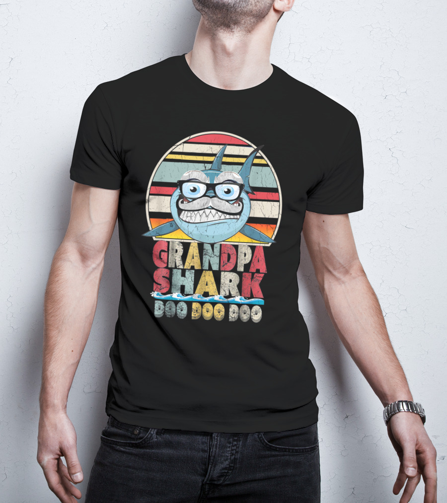 Grandpa Shark Doo Doo Doo Cute Vintage Fun T-Shirt
