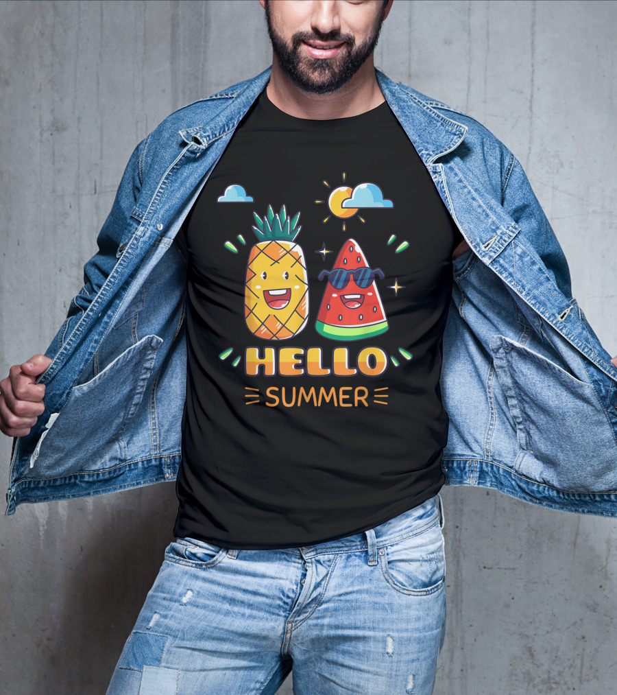 Hello Summer Pineapple Watermelon Fun Vibes T-Shirt