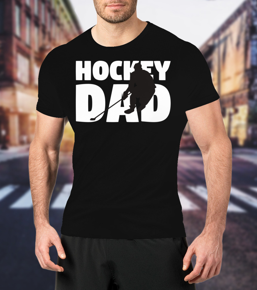 Hockey Dad Father Silhouette Hockey T-Shirt