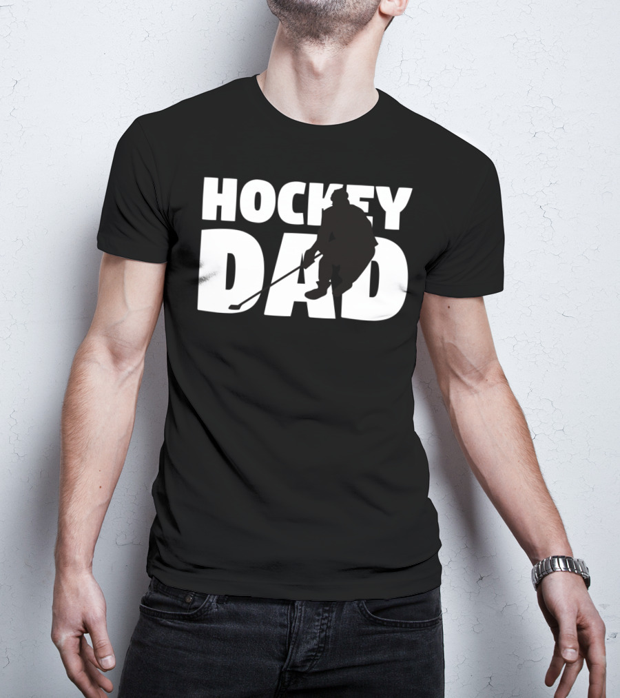 Hockey Dad Father Silhouette Hockey T-Shirt