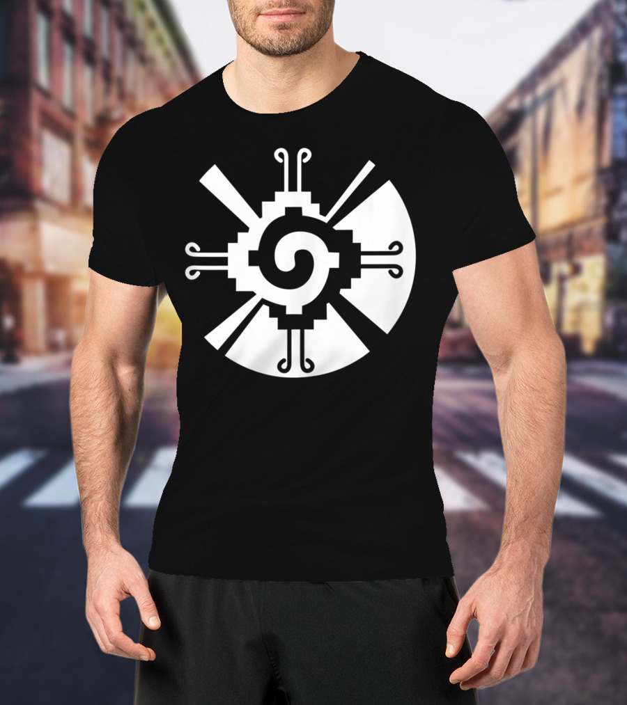 Hunab Ku Mayan Aztec Sacred Symbol Black And White Geometric T-Shirt