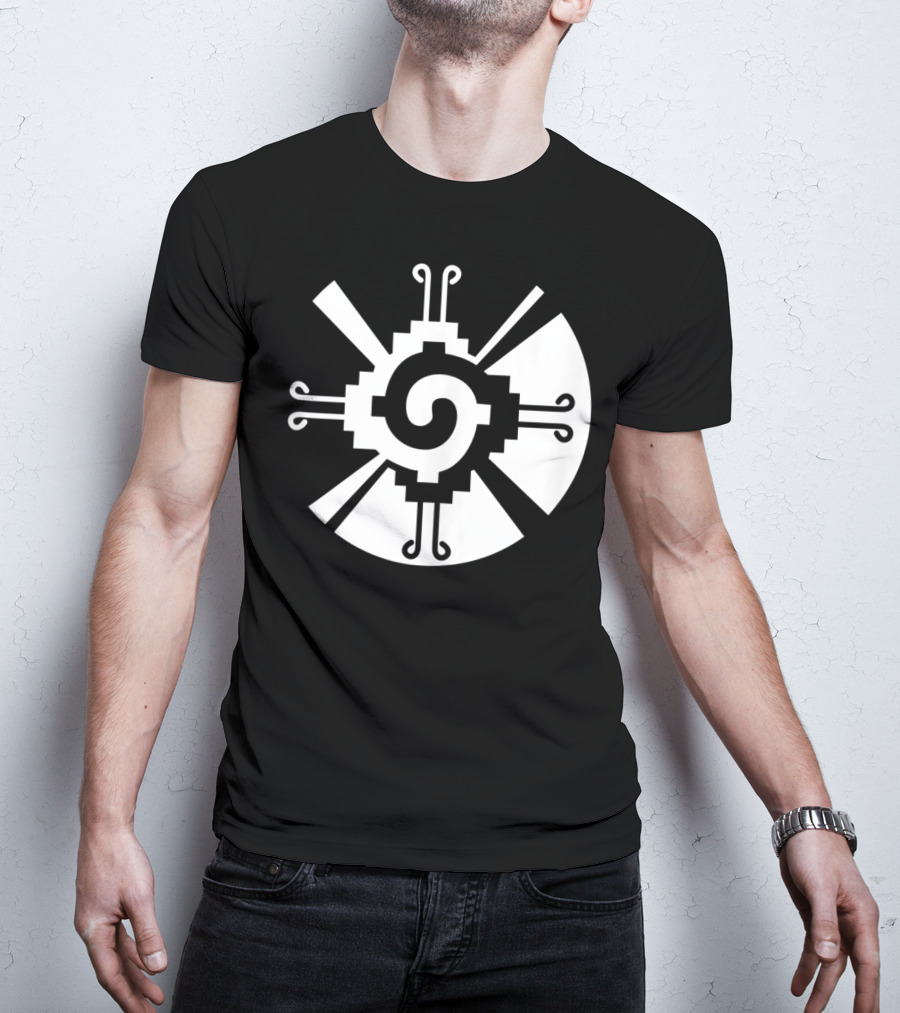 Hunab Ku Mayan Aztec Sacred Symbol Black And White Geometric T-Shirt
