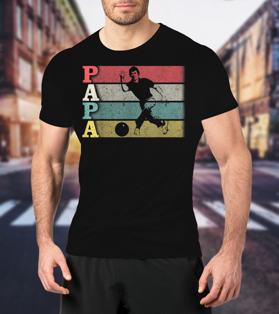 Papa Vintage Bowling Funny DadFather's T-Shirt