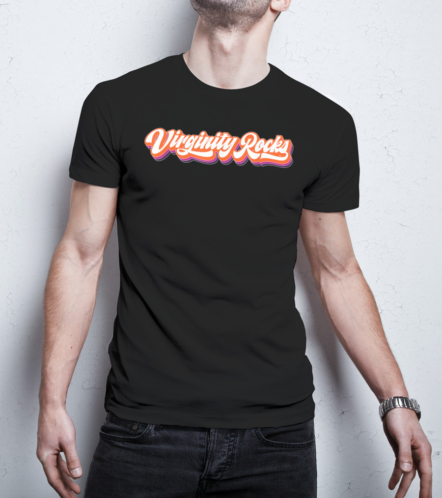 Virginity Rocks Bold Retro 70s Script T-Shirt