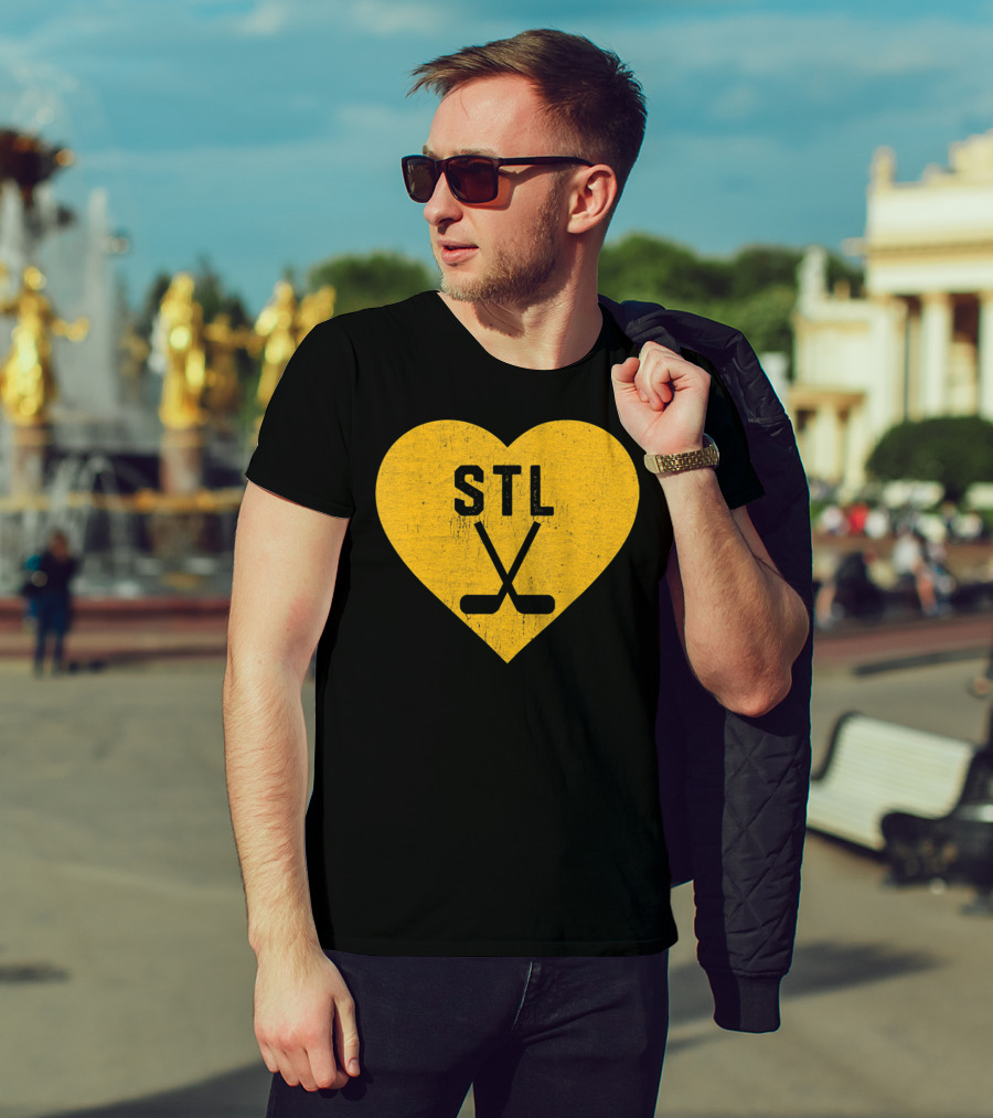 STL Heart With Hockey Sticks St Louis Hockey T-Shirt
