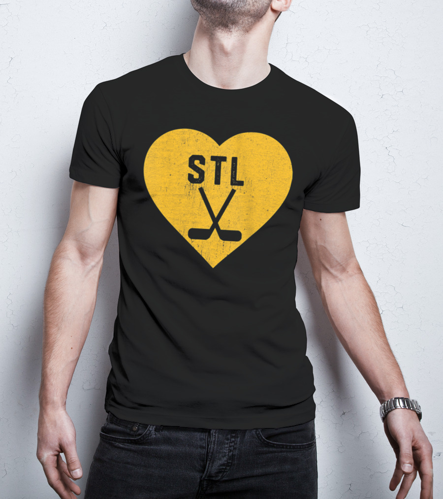 STL Heart With Hockey Sticks St Louis Hockey T-Shirt