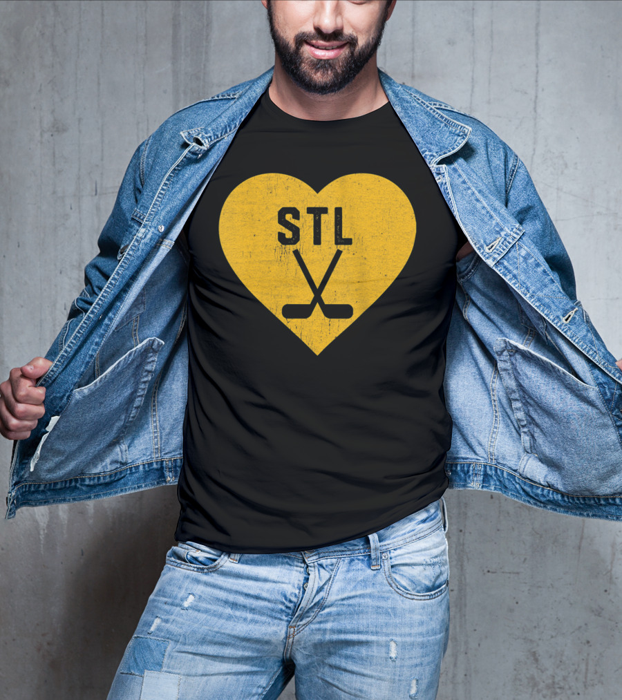 STL Heart With Hockey Sticks St Louis Hockey T-Shirt