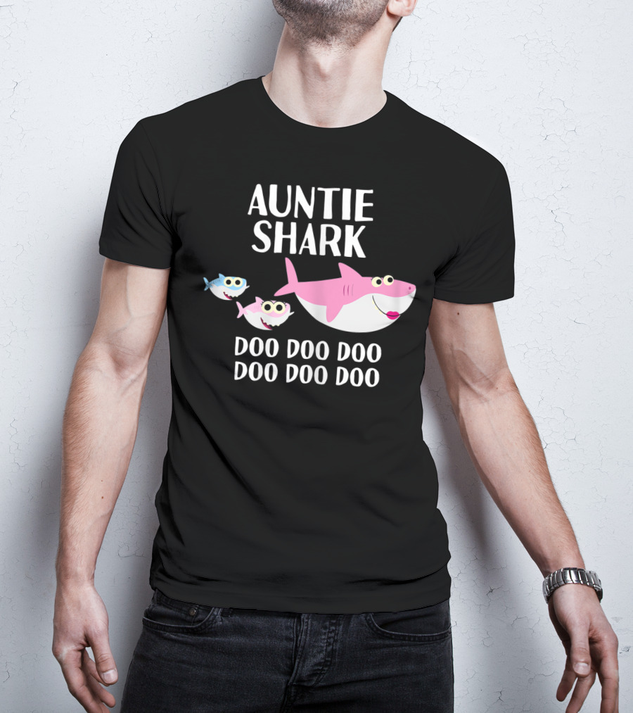 Auntie Shark Doo Doo Mother's Day Catchy Family Fun T-Shirt