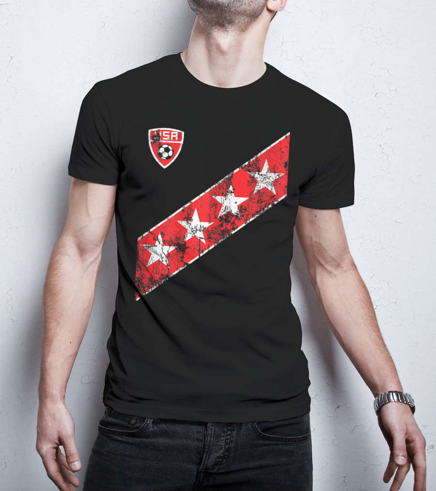 USA Soccer Stars Emblem With Red And White Stripes T-Shirt