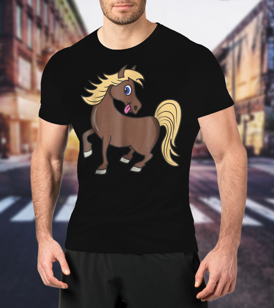 Cute Funny Brown Pony With Blonde Mane T-Shirt