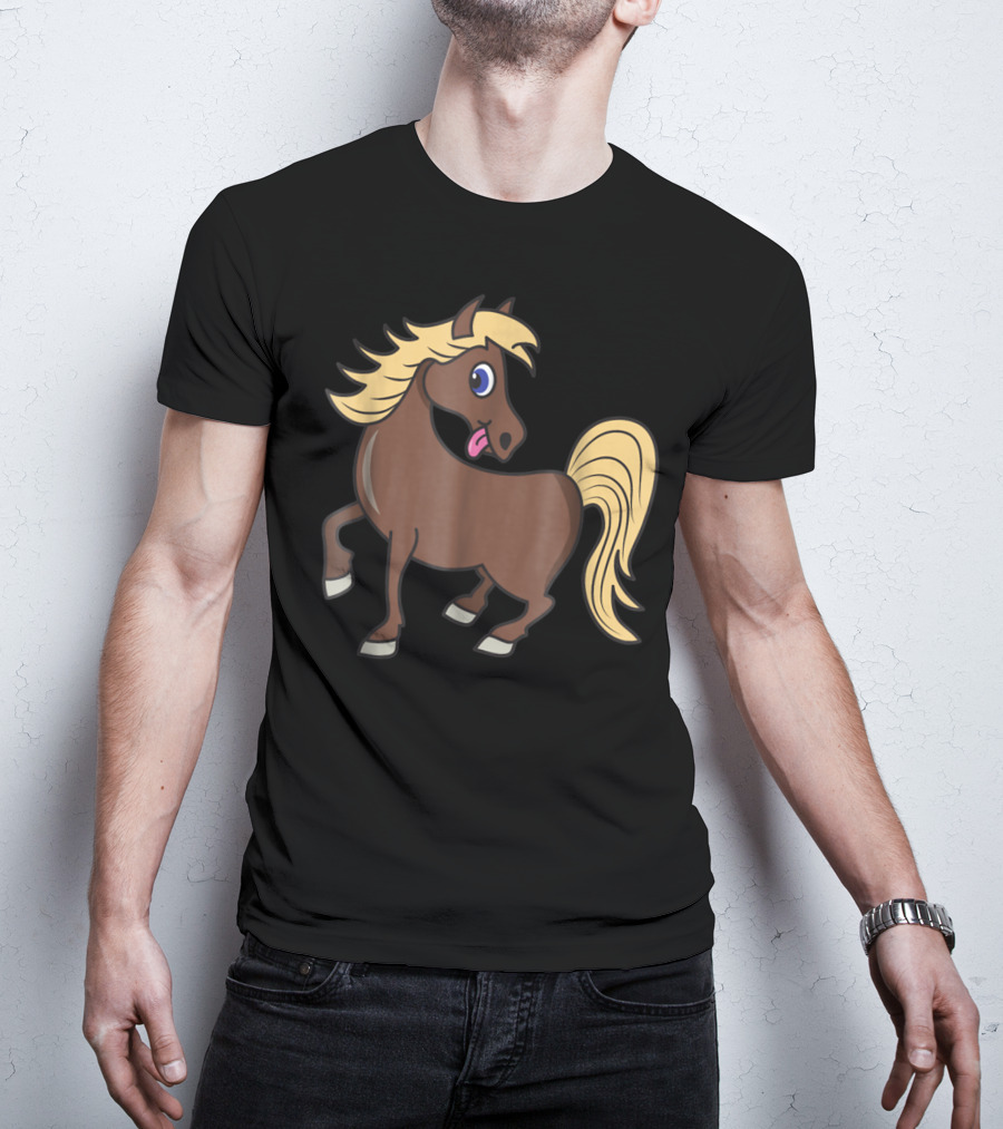 Cute Funny Brown Pony With Blonde Mane T-Shirt