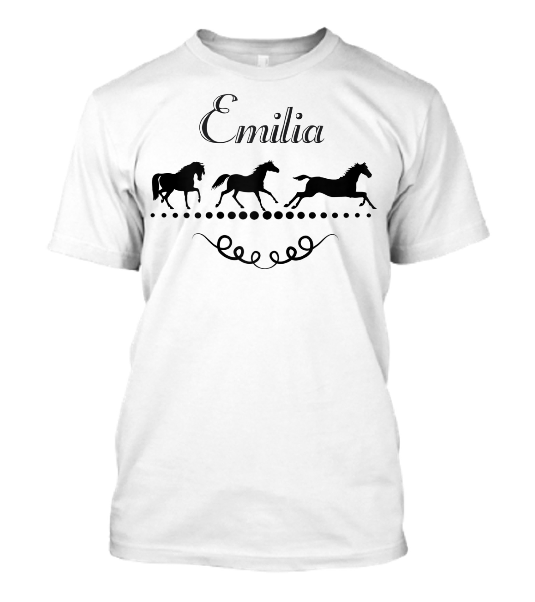 Emilia Running Horses With Decorative Swirls And Dots T-Shirt