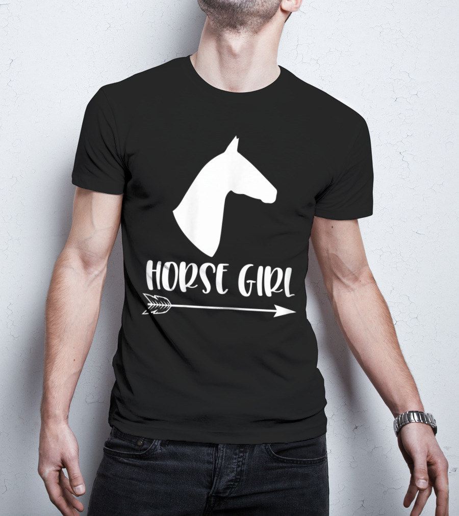 White Horse Girl Silhouette With Arrow I Love My Horses NY T-Shirt