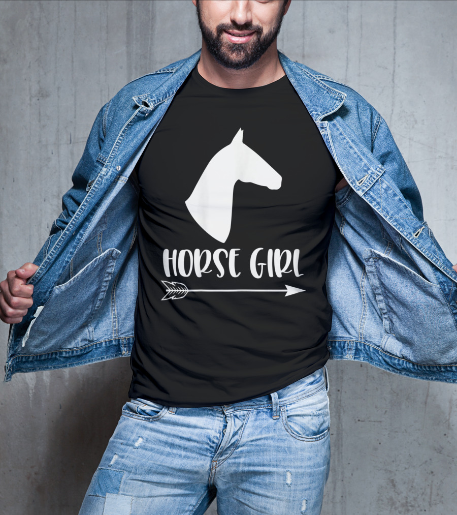 White Horse Girl Silhouette With Arrow I Love My Horses NY T-Shirt